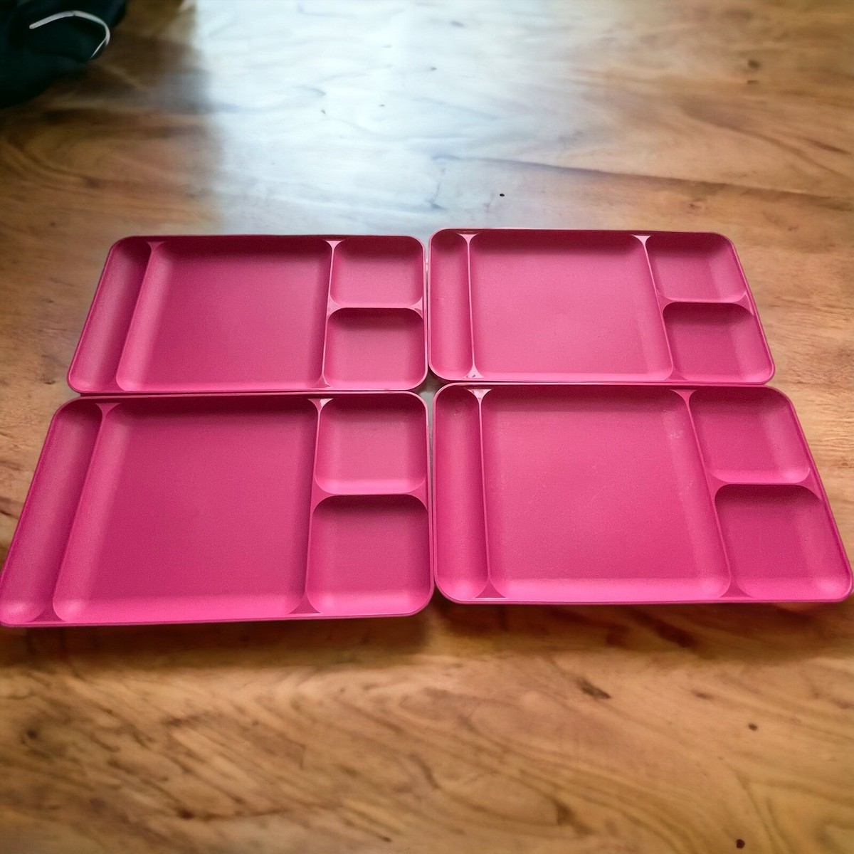 Vintage Pink Tupperware Divided Plastic Camping Picnic Tray