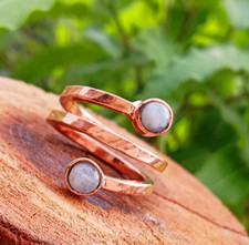 Handmade Rainbow Moonstone Ring Arthritis Pain Relief Copper Ring All Size SR376