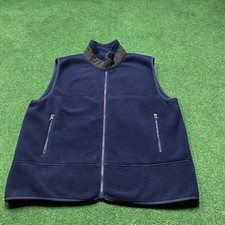 Vintage Lands End Fleece Vest Mens XL Blue 80S 90S Full Zip Up Sweater USA MADE