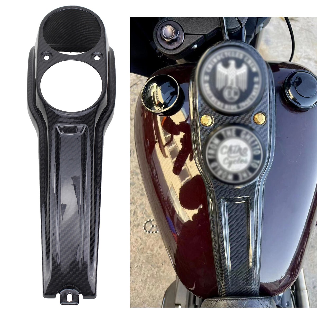 100% Carbon Fiber Dash Fuel Tank Panel Cover for Harley 2018-21