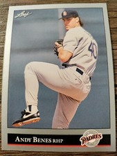 Rare 1992 Leaf San Diego Padres Baseball Card #74 Andy Benes no dot after inc