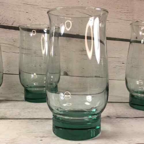 Set of 4 Vintage Libbey Tulip Tea or Water Glasses Light Green 16 oz. - Afbeelding 1 van 7