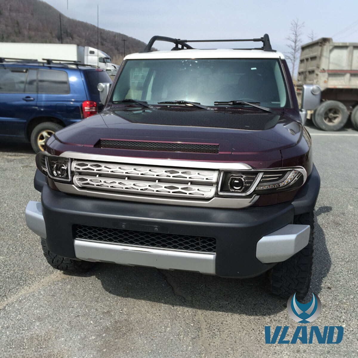 LED Headlights Silver Grille Set For 2007-2015 Toyota FJ Cruiser