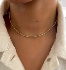 4mm Gold Filled Ball Bead Choker Layering Necklace Bride Bridesmaid Jewelry 14''