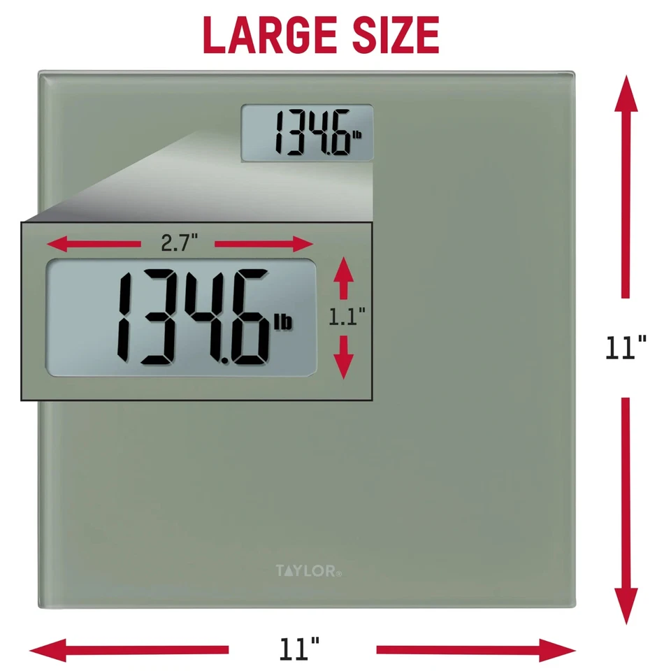 Taylor Glass Digital Bathroom Weight Scale with Sage Finish New Up To 350 Lbs - Image 3 of 3