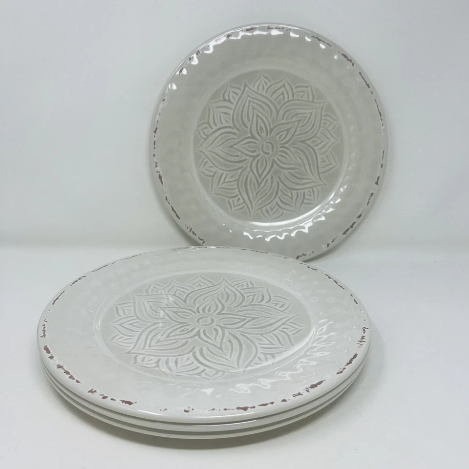 IL Mulino 晚餐盘 4 件套 Rustic Crackle 象牙色 10.5 英寸 三聚氰胺 Patioware — 第 4/4 张图片