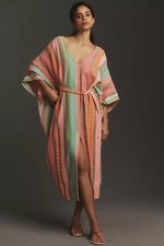 anthropologie Bel Kazan Neon Embroidered Kaftan