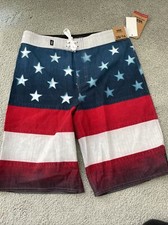 VANS Men  s Hybrid Shorts Sz 28 Board Beach Skating Shorts Red White Blue NWT