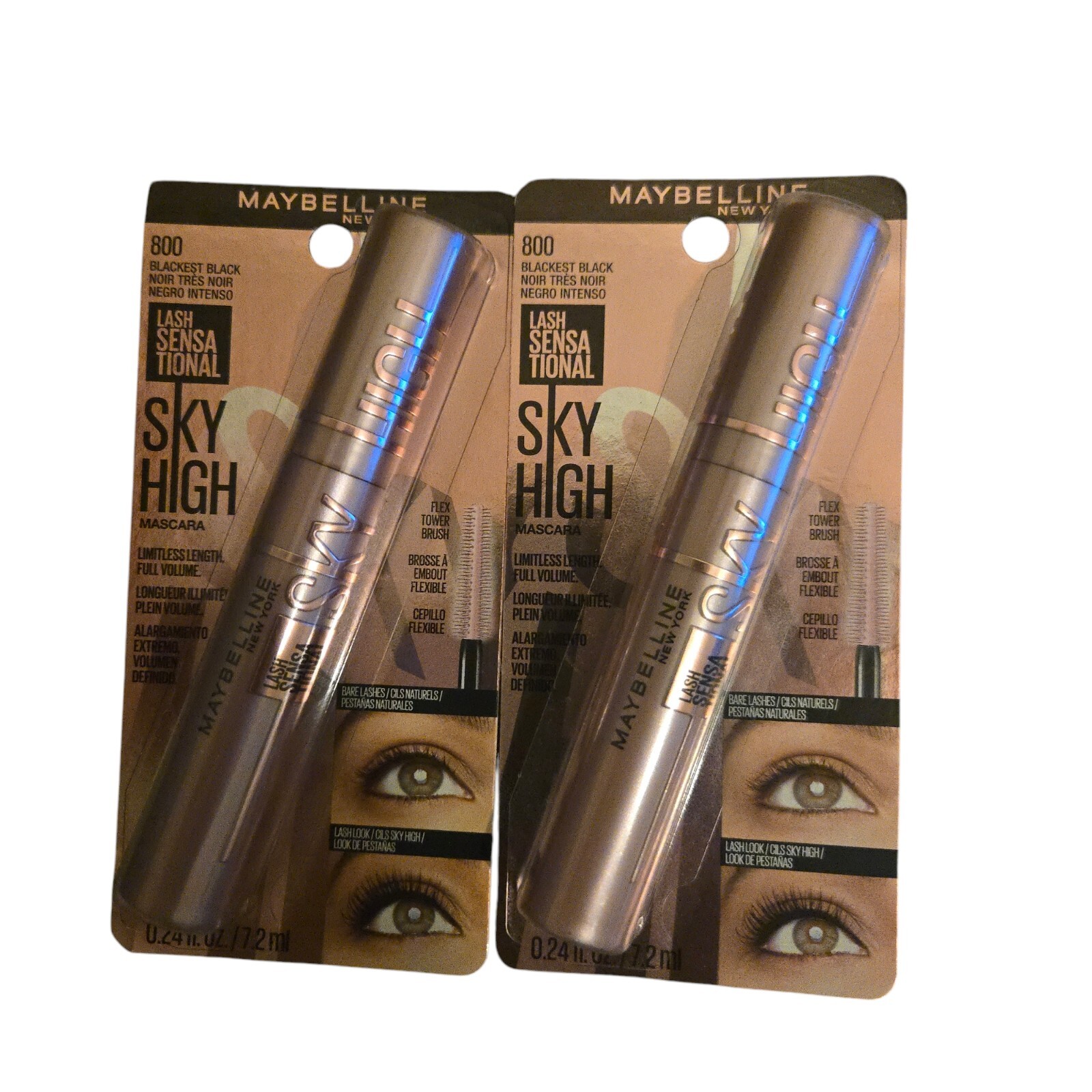 2 Pack Maybelline Sky High Mascara 800 Lash Sensational in Blackest Black