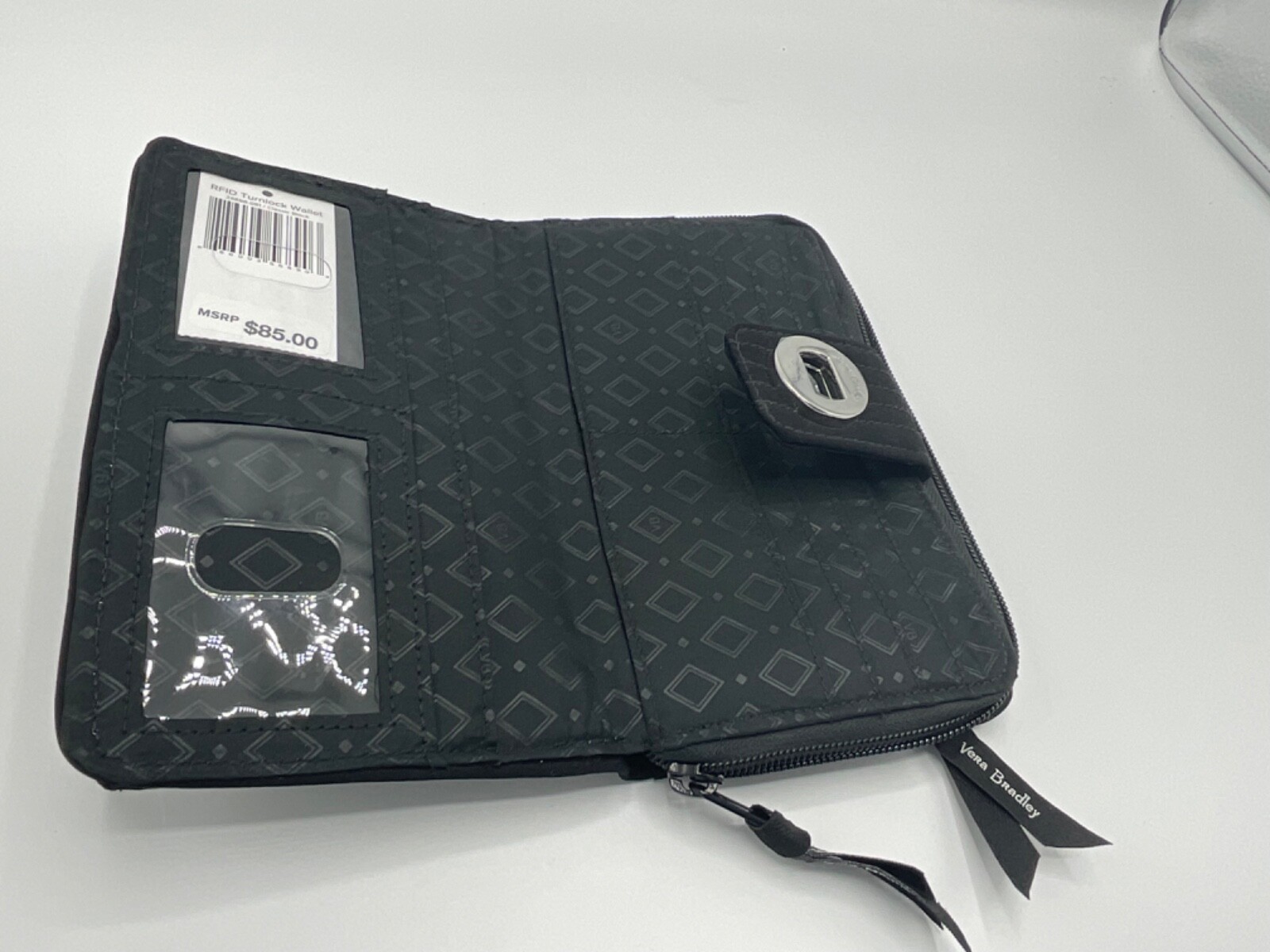VERA BRADLEY RFID TURNLOCK WALLET CLASSIC BLACK/Microfiber/nt eBay