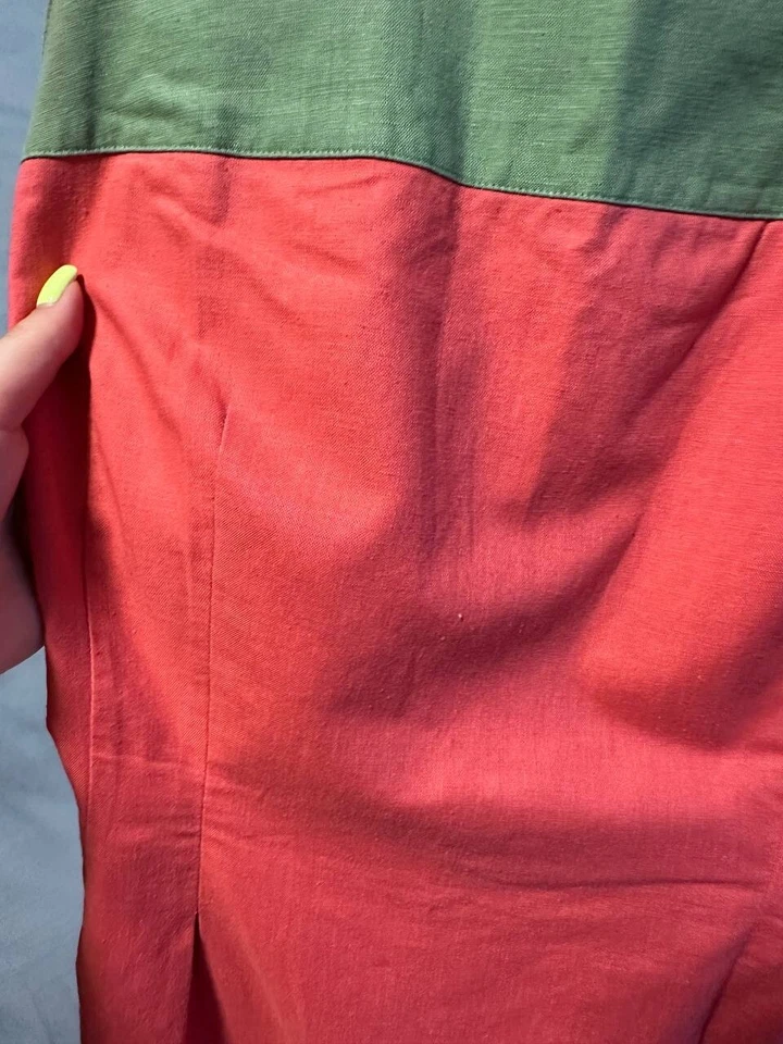 Vestido Laura Ashley Vintage Mescla de Linho – Vintage Feito em Hong Kong Tamanho 14 - Imagem 4 de 4