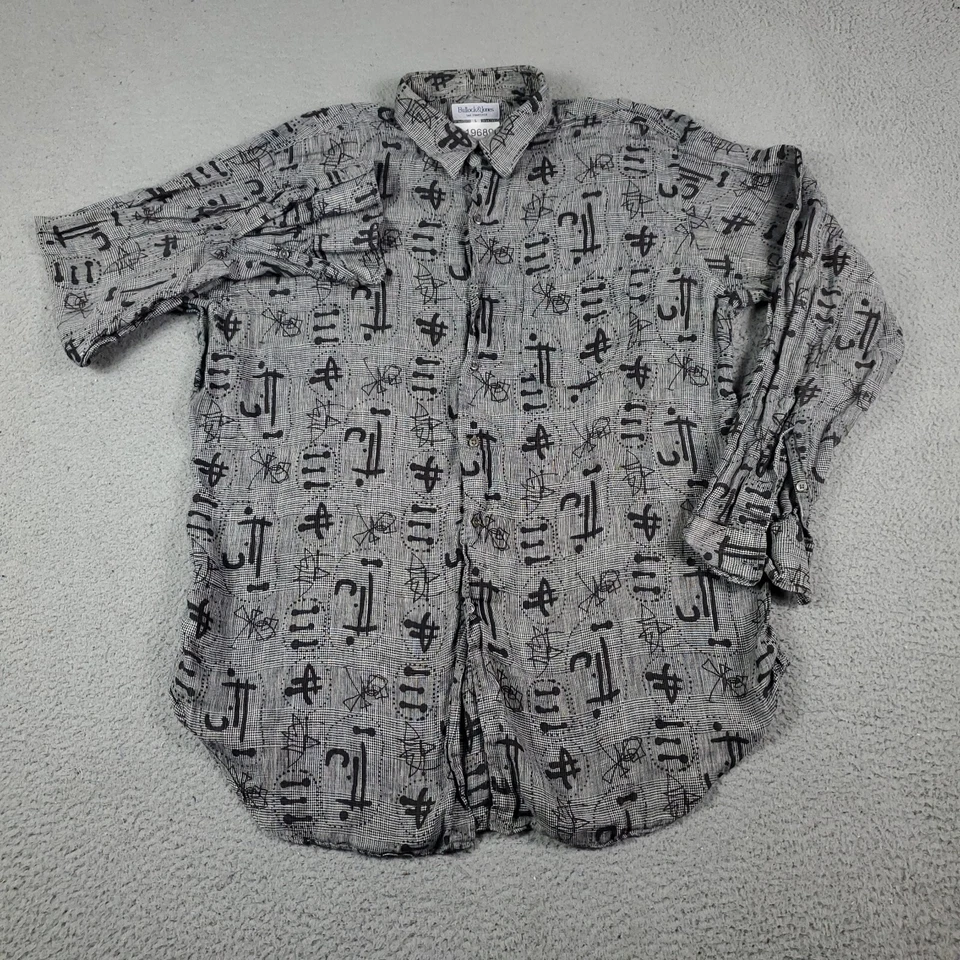 Bullock & Jones Shirt Mens Gray Abstract Casual Button Up Long Sleeve * - Image 2 of 4
