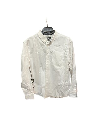 Rank 45 Mens Button Up Shirt Large Contrast Flip Cuff Knit Patterned Stretch