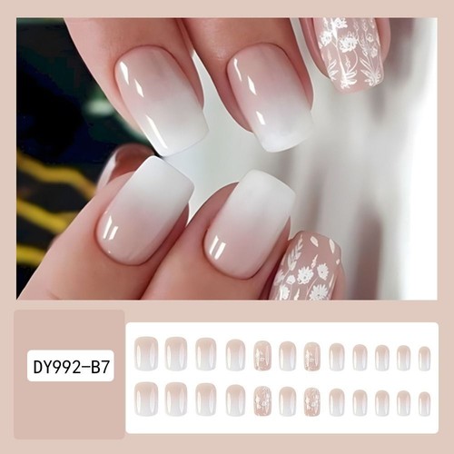 24 Stück Künstliche Fingernägel | Rosa Farbverlauf, Quadratische Form | Inkl. Klebepads & Stick – Für Partys, Hochzeiten & DIY Nageldesign
