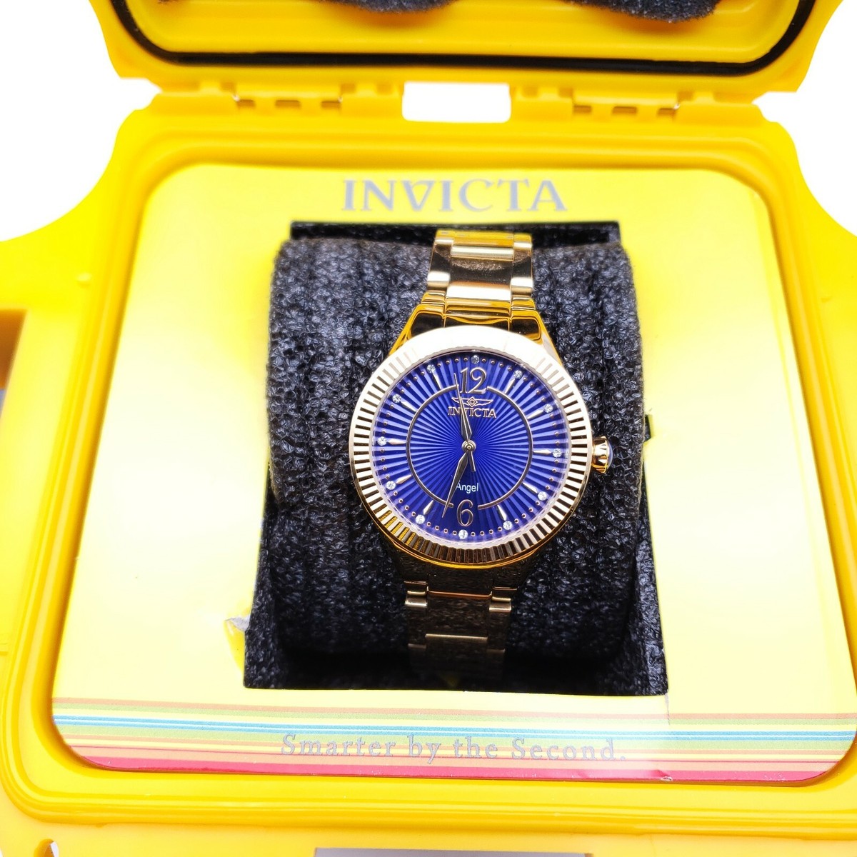Invicta Womens Watch 28281 Angel Blue Dial Gold Tone Stainless Steel Quartz  35mm
