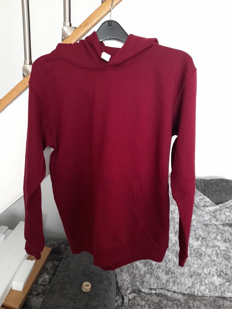 KIDS HOODY AWDis JUST Hoods Burgandy Plain Sweater Age 12/13 Years Wine  Hoodie | eBay