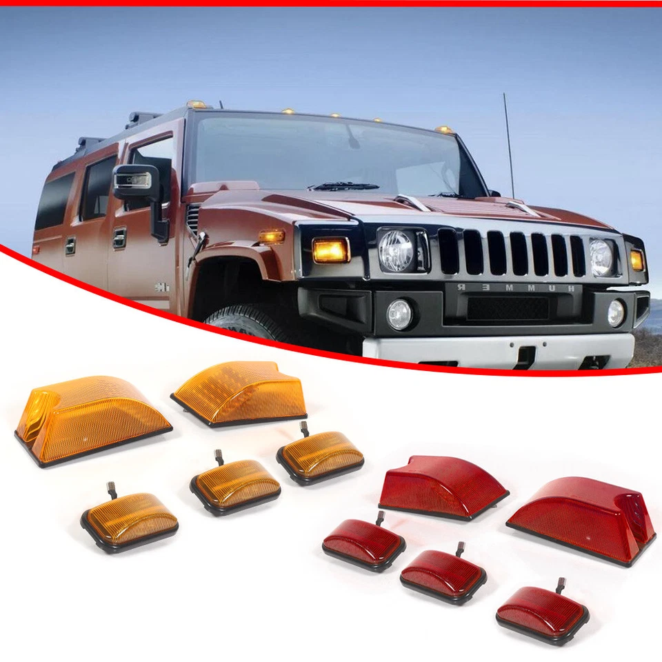 10PCS Amber & Red LED Cab Roof Marker Running Lights For 2003-2009 Hummer H2 SUT - Image 2 of 4