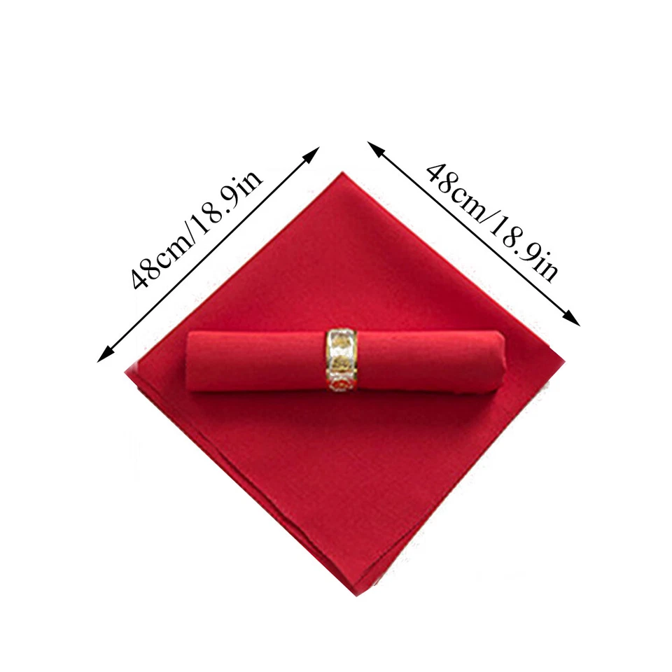 Plain Napkin Polyester Cotton Wedding Tableware Cloth Linen Dinner Party Fabric✔ - Image 2 of 4