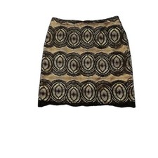 Cache Lace Overlay Mini Skirt Black Beige Women's Size 2