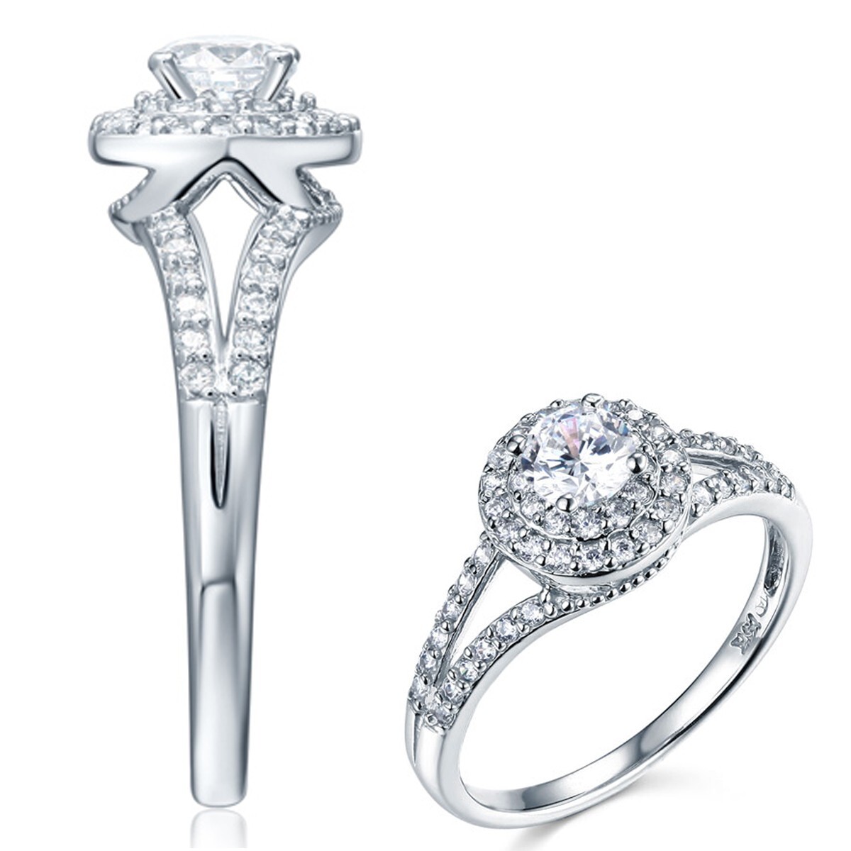 14K White Gold Cubic Zirconia Engagement Ring | eBay