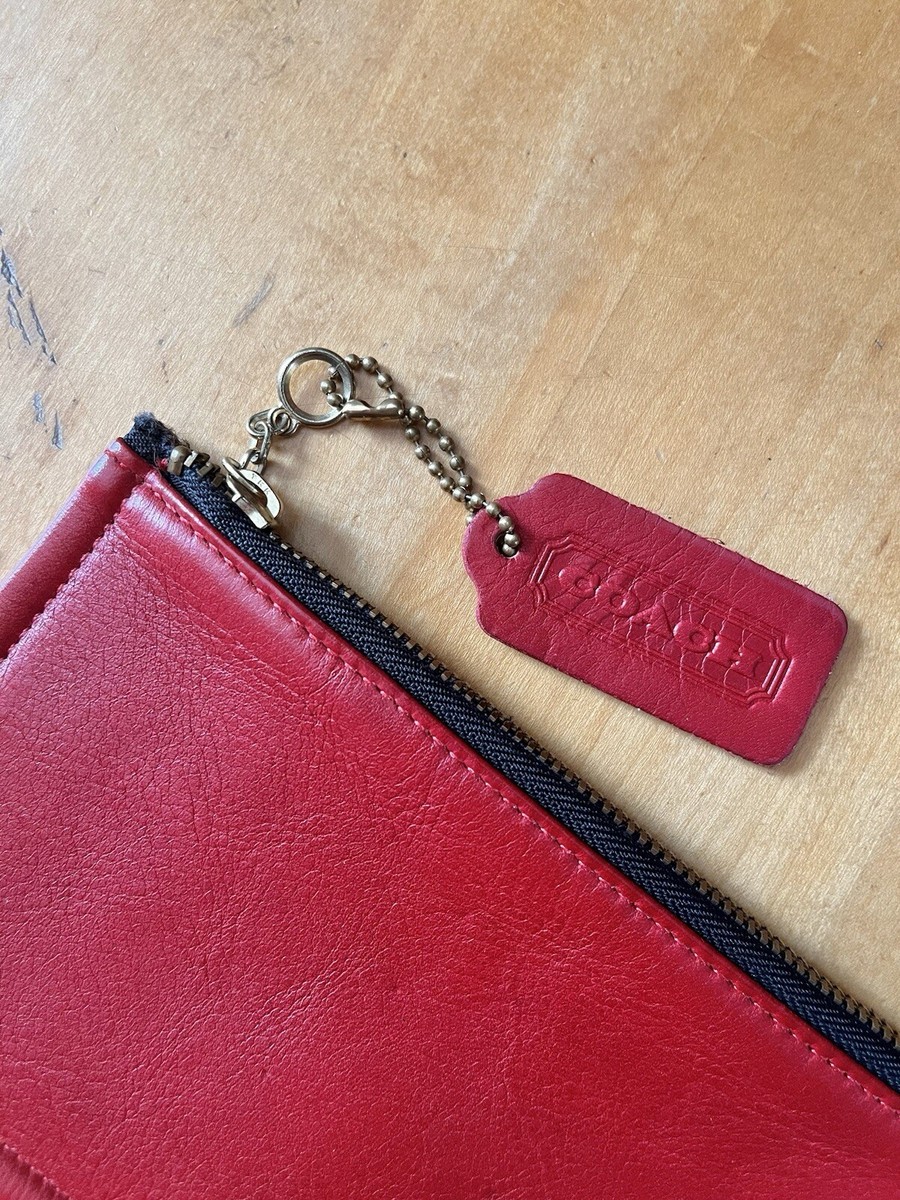 Mint Vintage 80s 90s Coach 7170 Red Leather Skinny Case Make Up