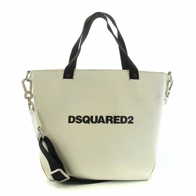 Dsquared Dsquared2 Handbag Shoulder Bag 2Way Logo Leather White 