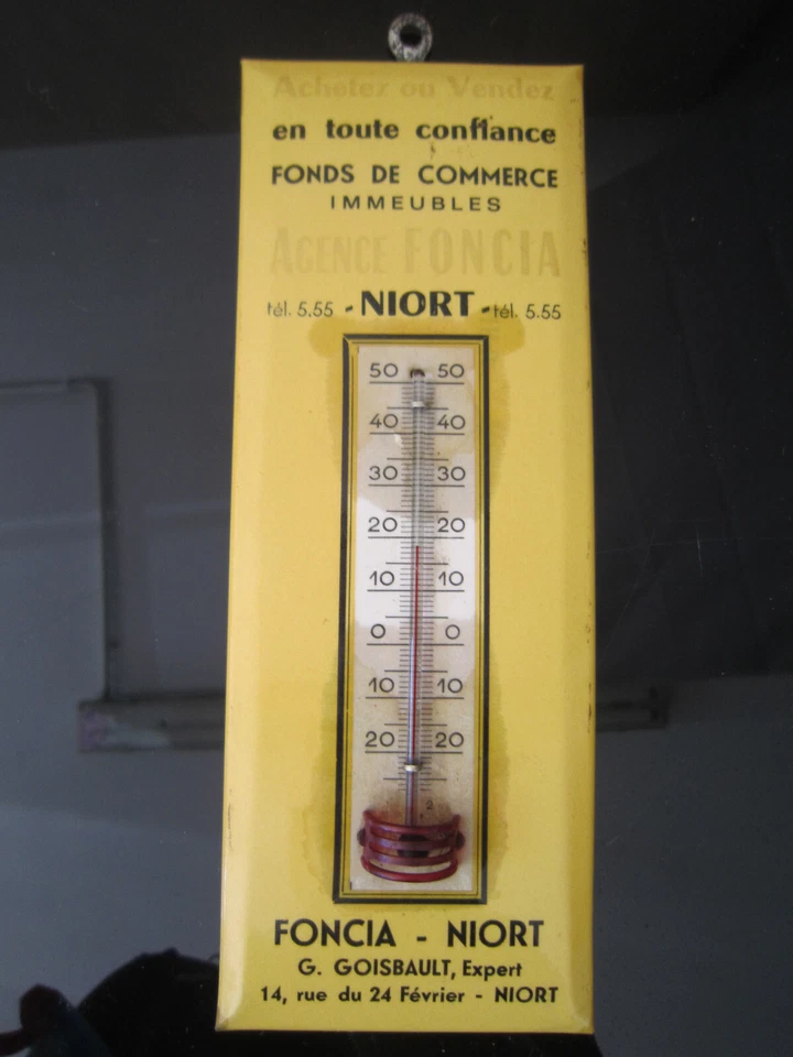 THERMOMETRE GLACOIDE PUBLICITAIRE NIORT AGENCE FONCIA FONDS DE COMMERCE IMMEUBLE - Photo 2/4