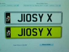 JOSY / JOSSY / JOSS NUMBER PLATE ON RETENTION CERTIFICATE