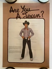 Are You A Texan Cowboy Vintage Original Poster Pro arts 1980 Rodeo Texas Man