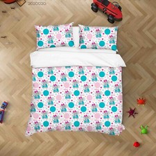 3D Elephant Round Pattern Pink Quilt Cover Set Duvet Cover Bedding Pillowcases