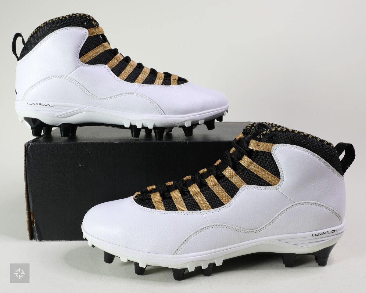 Nike Jordan 10 TD White Black Gold Football Cleats Size 10.5 Nike Jordan 10 TD White Black Gold Football Cleats Size 10.5