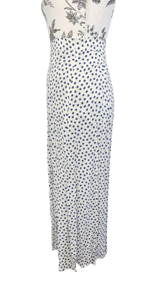 H&M Womens Blue White Polka Dot Side Slit Zip Pleated Midi Skirt Size 18 - Image 3 of 4