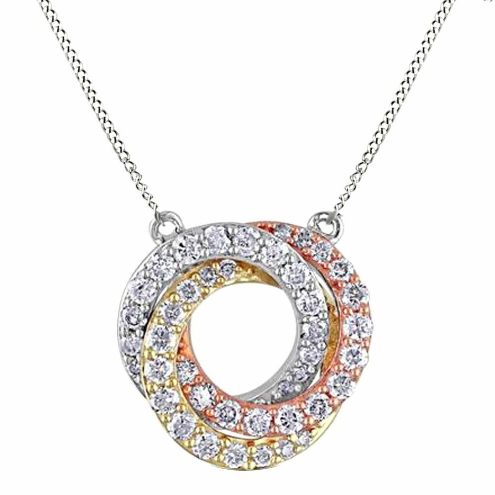 1/2 Carat Diamond 10K -Tone Gold Interlocking Circle Necklace
