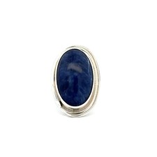 Sterling Silver Sodalite Ring Size 6.25 -Stone 13 x 23mm
