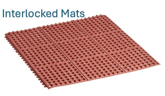 Apache Mills 3' x 3' Grease Resistant Red Interlocking Anti-Fatigue Mat 5/8 inch - Image 4 of 4