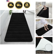 Bathroom Runner Rug Non Slip Microfiber Absorbent 24x60 Inch Black