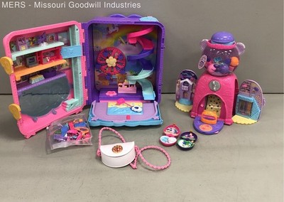 Polly Pocket Playset Lot Rainbow Unicorn Suitcase Gumball Machine Micro Figures
