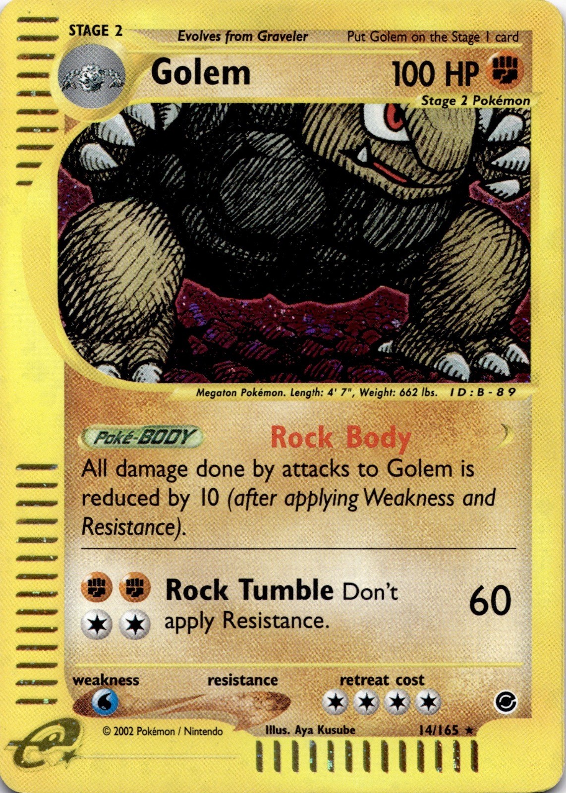 Golem 14/165 Holo Rare Expedition Base Set Pokemon Moderately Played