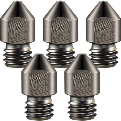 Mudder 5 Pcs Hardened Steel Nozzle 0.4mm Mk8 Metal 3D Printer Nozzle Extruder He