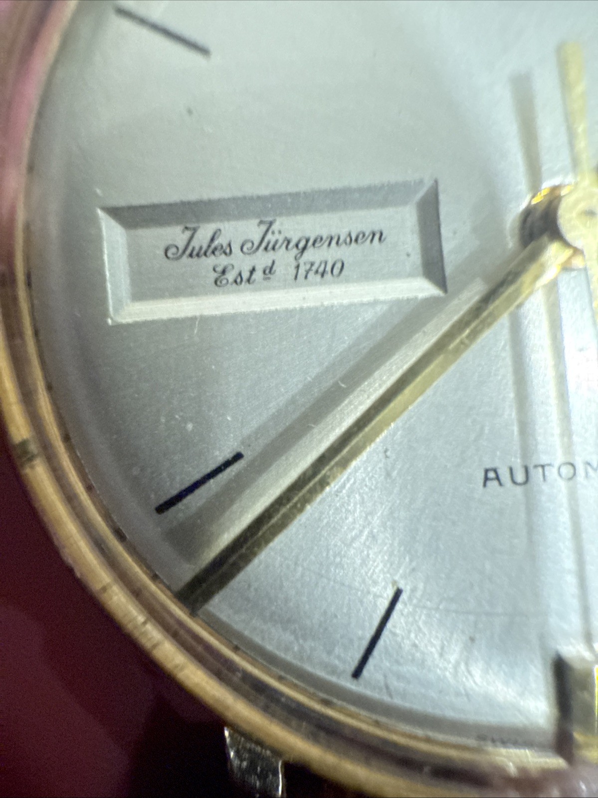 14K Yellow Gold Jules Jurgensen 35 mm Automatic Day Date Watch 1960s Running image 5