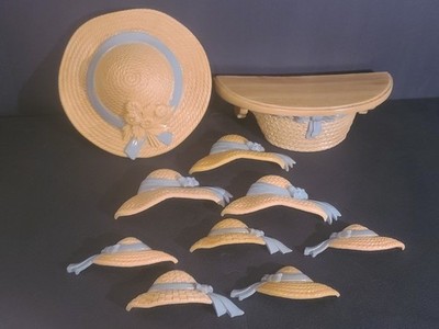 Vintage 1970s Burwood 2940 Plastic Wicker Style Shelf & Hats