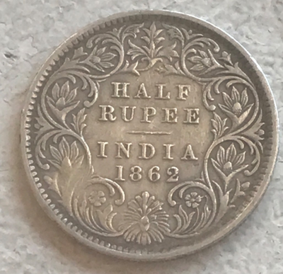 indes britanniques Half Rupee Victoria 1862 argent 917 - Photo 1/4