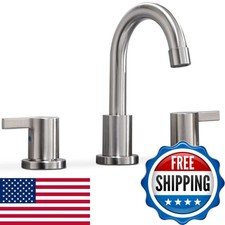Phiestina 2 Handle 3 Hole 8 Inch Widespread Bathroom Faucet Metal Pop-Up Drain