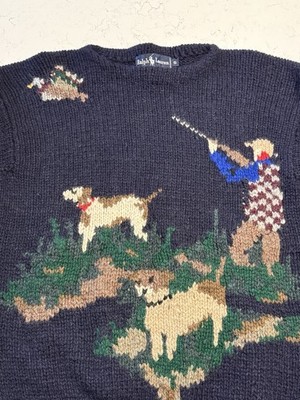 Polo Ralph Lauren Hand Knit Sweater Duck Hunting Size S 90s