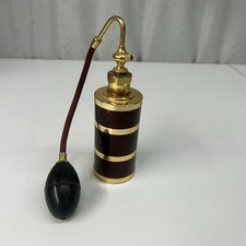 Vintage Black & Gold Perfume Atomizer Bottle Old Hollywood Style Burgundy Gold