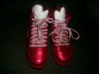 Scarpe Nike Air Jordan 5 Retro GG "Valentines Day" taglia 7Y 2012 rosso rosa 440892 605