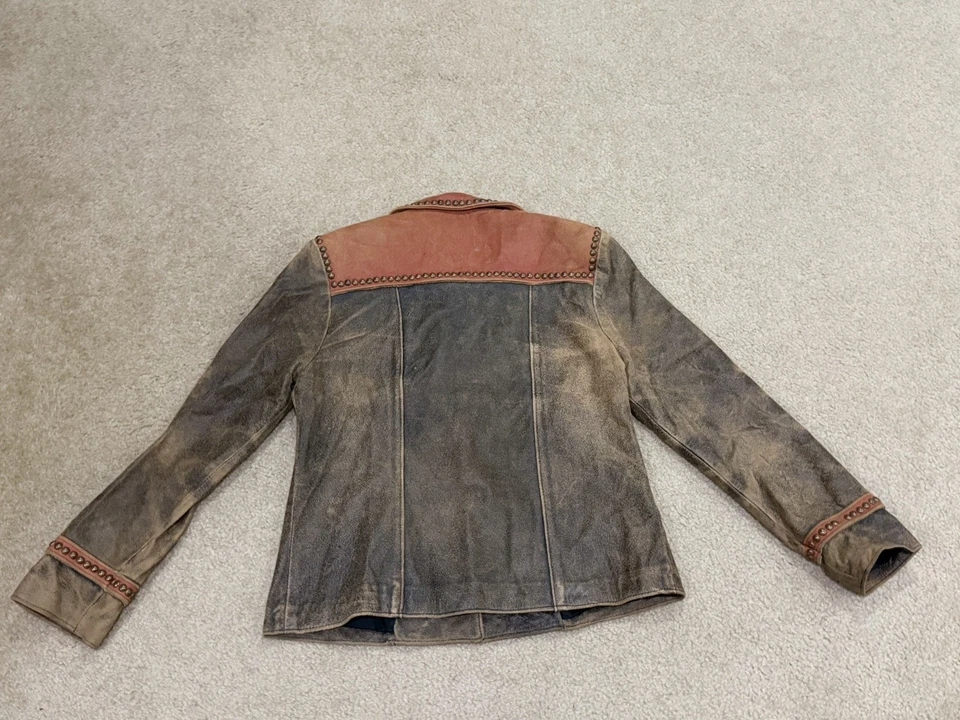 Abrigo chaqueta occidental de cuero envejecido con tachuelas Double D Ranch para mujer M mediano Foto 2 de 4