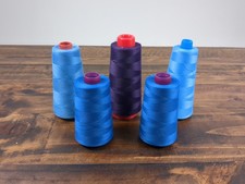Lot Of 5 Spools Sewing Serger Thread Blue  Purple