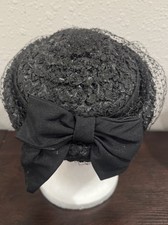 Vintage Miss Armine Black Pillbox Hat Union Made