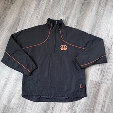 VTG Reebok NFL Cincinnati Bengals 1/2 zip windbreaker pullover youth xl adult S